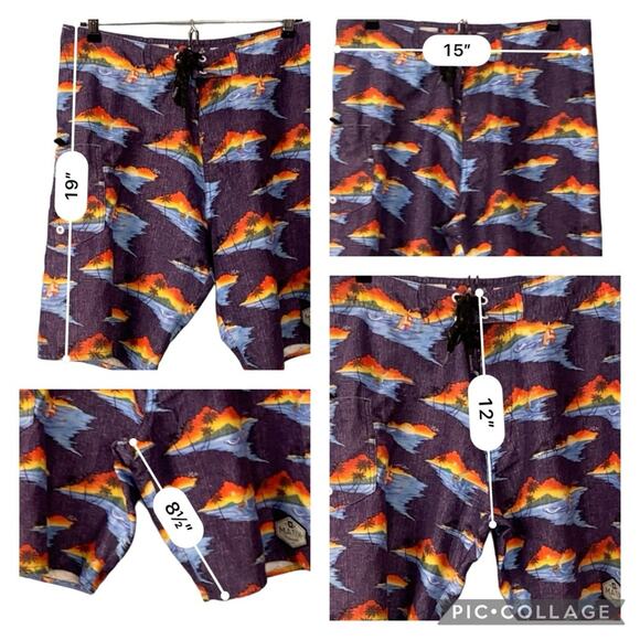 Aloha Board Shorts Mens 30‎ Swim Trunks Surf Tropical Vacation Beach Hawaiian - Picture 9 of 11